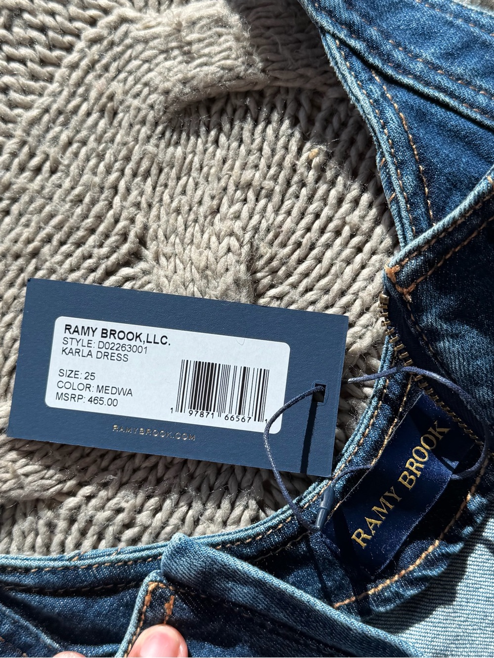 Brand new Ramy Brook Blue Denim Mini Dress with Patch Pockets - Picture 9 of 10